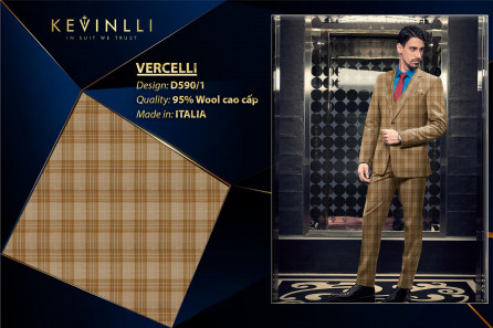 D590/1 Vercelli CVM - Vải Suit 95% Wool - Nâu Caro